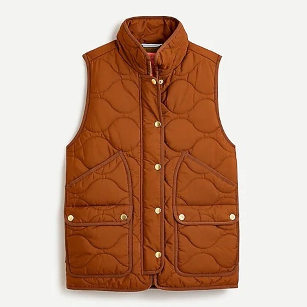 J. Crew Quilted Vest in Rich Brown